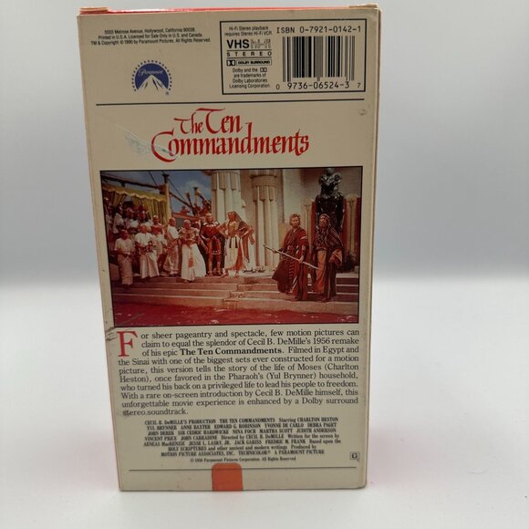 Cecil B. DeMilles The Ten Commandments VHS 1990 Charlton Heston Epic/Hi-Fi Stere - Picture 2 of 3